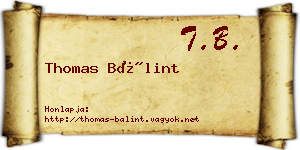 Thomas Bálint névjegykártya